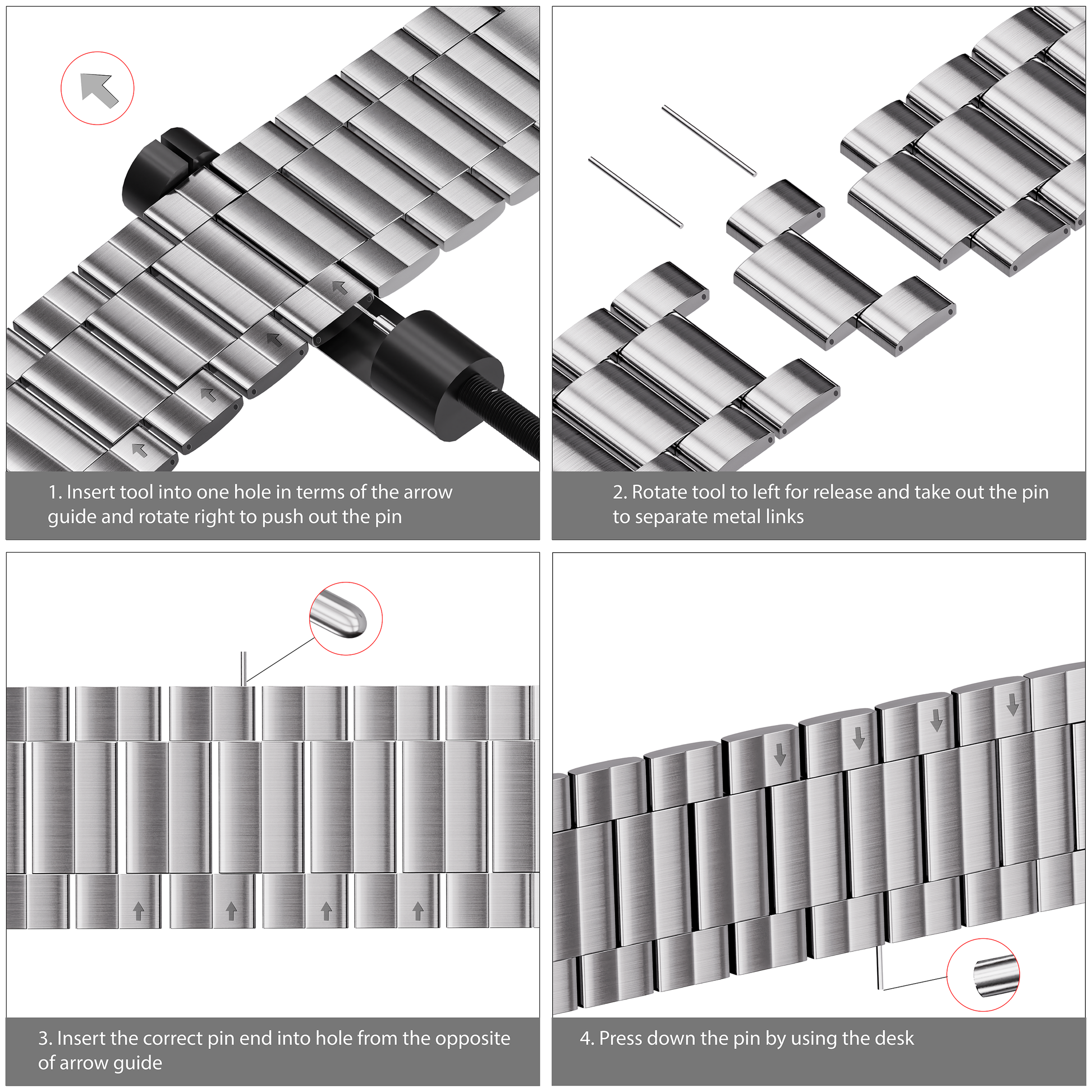 Three Link Apple Strap - Silver